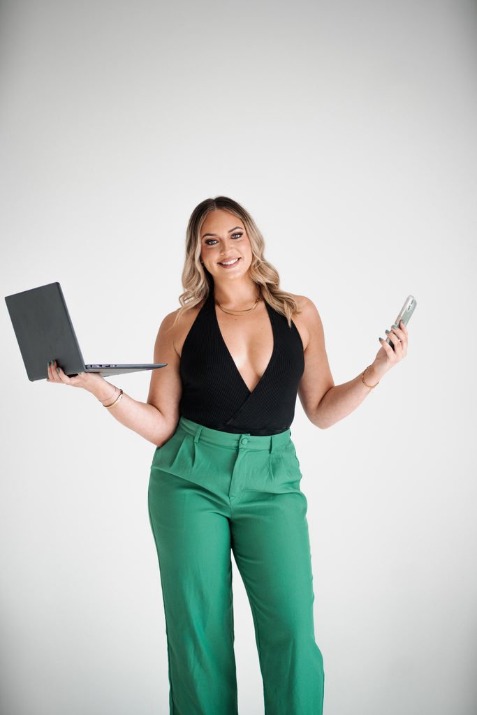 Bella creating social media content, Brisbane